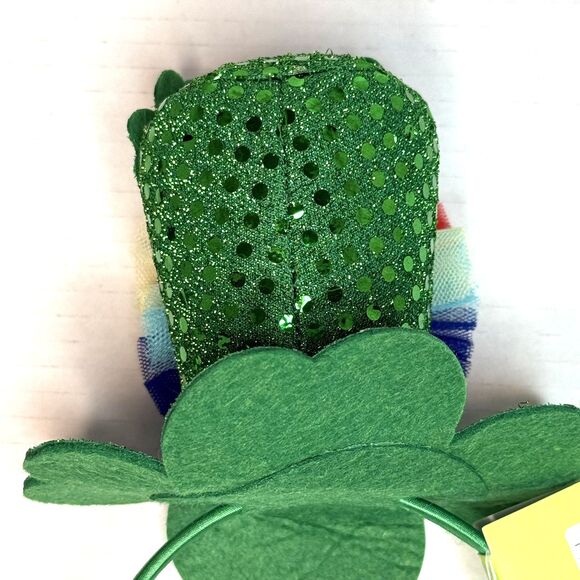 Set of 2 St Patrick's Day Shamrock & Sequin Rainbow Leprechaun Hat Headbands NEW - Picture 4 of 8